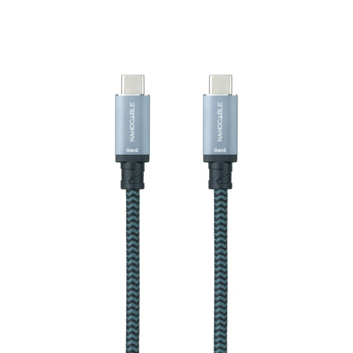 Nanocable Cable USB-C a USB-C 3.1 Gen2 10Gbps 5A, 4K/60Hz, 1.5 m, Gris/Negro Nanocable Cable USB-C a USB-C 3.1 Gen2 10Gbps 5A, 4K/60Hz, 1.5 m, Gris/Negro